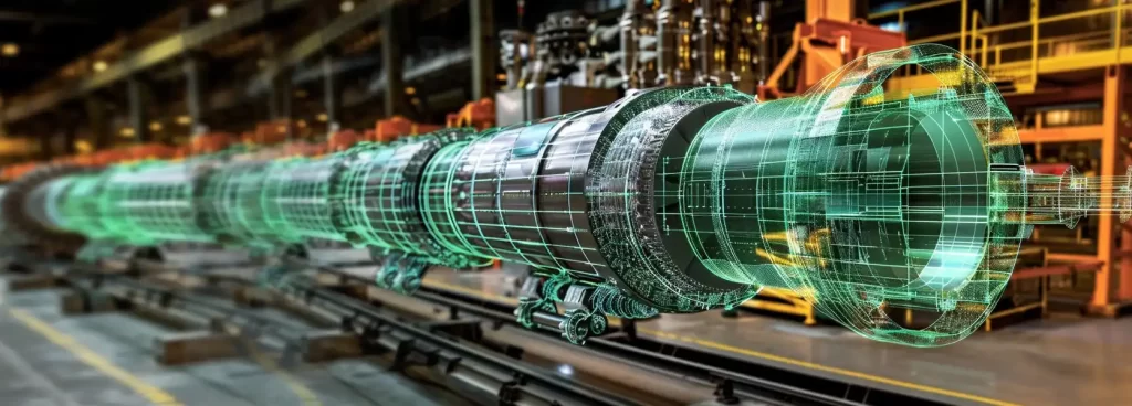 Horizontal screw conveyor moving cement in a construction site