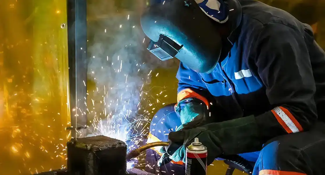 Structural steel framework in sustainable construction site