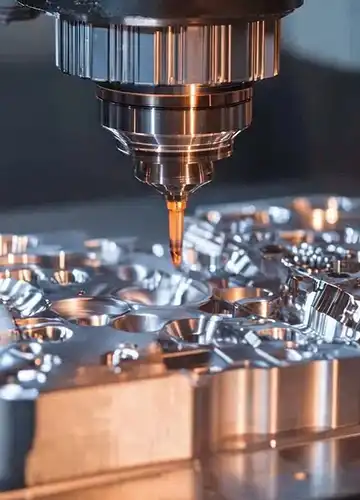 CNC milling machine carving intricate metal parts for aerospace applications.