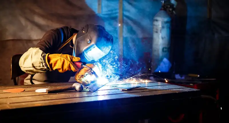 Industrial metal fabrication workshop in UAE