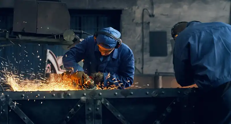 Industrial metal fabrication workshop in UAE