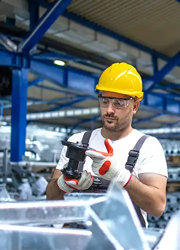 ISO 9001:2015 certification badge displayed in a UAE metal fabrication company, symbolizing guaranteed quality and compliance