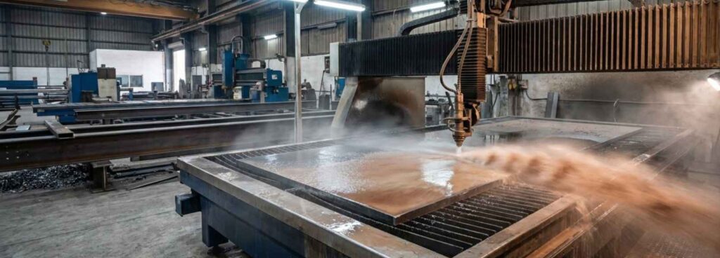 waterjet cutting thick metal plates