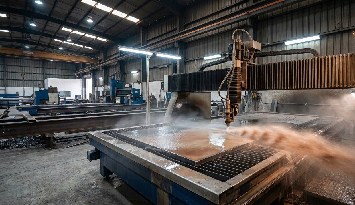 waterjet cutting thick metal plates